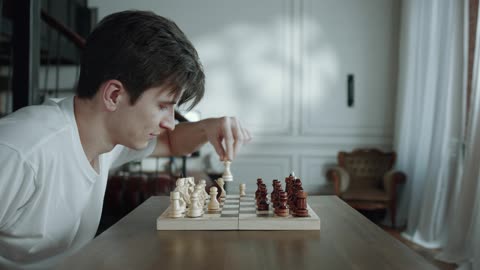 A man playing chess