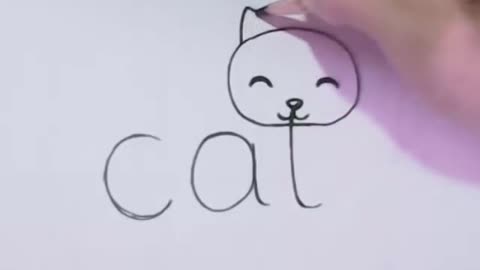 Very Easy! How to turn Words Cat Into a Cartoon Cat :)))