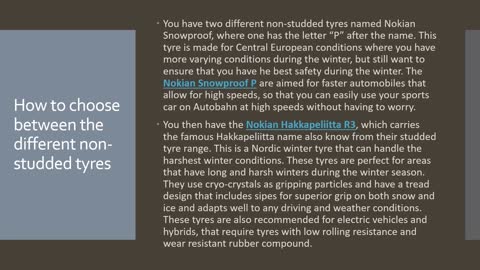 How to choose between the different non-studded tyres