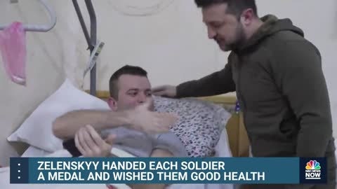 Ukrainian President Zelenskyy Visits Wounded Soldiers In Hospital