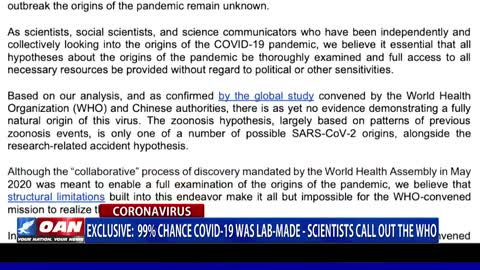 EXCLUSIVE: 99% chance COVID-19 was lab-made, scientists call out the WHO