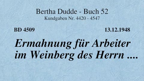 BD 4509 - ERMAHNUNG FÜR ARBEITER IM WEINBERG DES HERRN ....