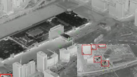 Russian drone tracks multiple rocket launcher system back to its base at a disused shopping center