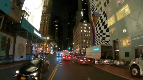Driving Thru On Around 01-14-2022 57 Street New York NYC Manhattan at Night 4K – Part-01 of 03