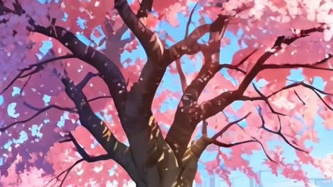 Cherry blossoms and romantic piano music