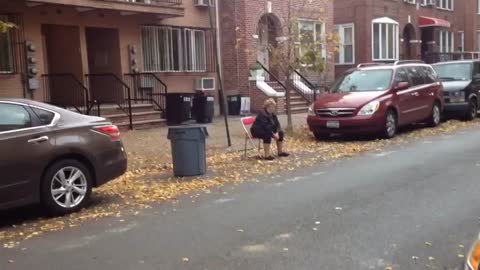 This is how people save their parking spot in Brooklyn