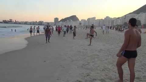 Amazing brazilian football skills on the beach ( Copacabana beach - Brazil 2014)