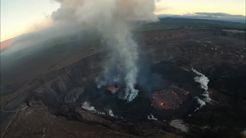 LAVA LAKE: Molten Magma Flows Down Side Of Active Volcano