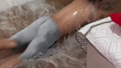 Guy Turns Flooded Home into a Waterpark