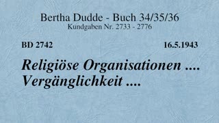 BD 2742 - RELIGIÖSE ORGANISATIONEN .... VERGÄNGLICHKEIT ....