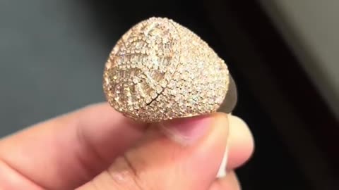 Natural Diamond & Rose Gold Baguette Super Bowl Ring