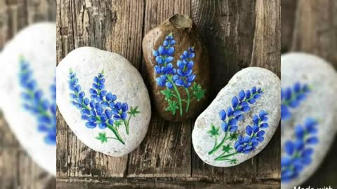 Painted Fruit Patterns Beach Stones, Rock Painting Dot Art