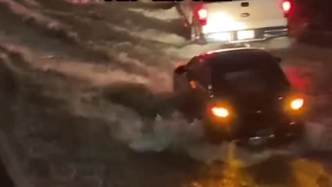 Flash floods submerged cars on the I-30 freeway in Dallas