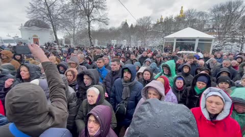 Orthodox Christain pray outside the Lavra Caves as Ukriane plans to evict monks