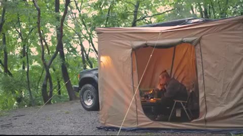 Self-driving camping in heavy rain | Car camping | ASMR