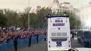 Real Madrid fans celebrate La Liga championship win