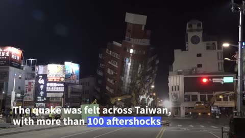 Emergency workers clean up in Hualien after deadly Taiwan quake