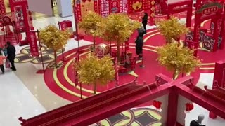 Local Mall in Henan decorates for Chinese New Year in 2022