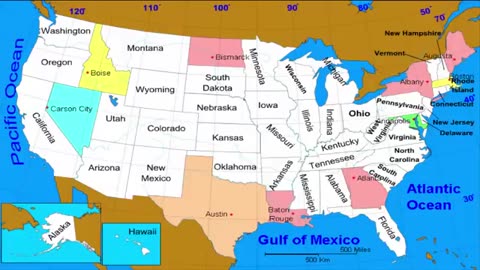 50 States and Capitals of the United States of America | Learn geographic regions of the USA map