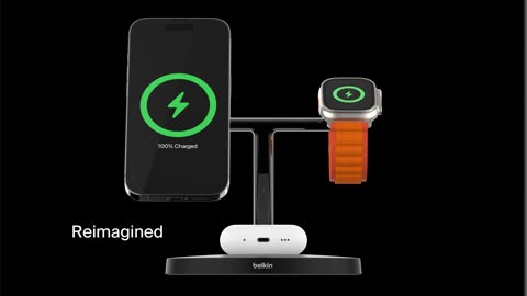 Belkin MagSafe 3-in-1 Wireless Charging Stand - Faster Wireless Charging for Apple Watch