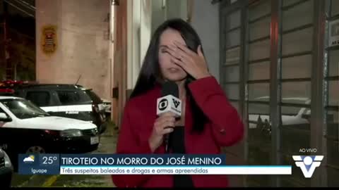 Repórter desmaia ao vivo, São Vicente-SP