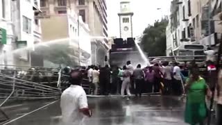 Sri Lanka police tear gas, water cannon protesters