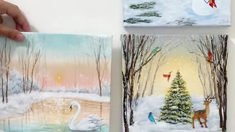 Sending off the swan and cabin winter painting 💗🇯🇵🇺🇸