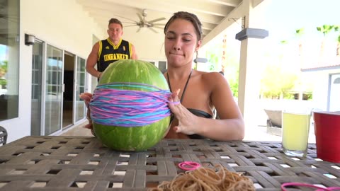 Exploding a Watermelon with Rubberbands!