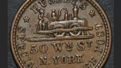 1863 Hussey's Special Message Post #Civil #War #Token with #Train #Locomotive
