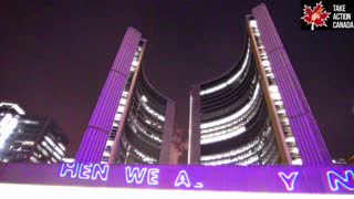 Message about what is happening ! Projected on TORONTO CITY HALL