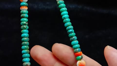 Natural turquoise and orange spiny oyster roundle beads 6mm handmade choker Gifts for Women