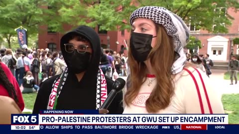 Pro-Palestine protesters defy school officials at George Washington University