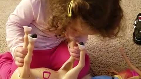 Toddler has a unique way to make eating fruit fun... and it's adorable!