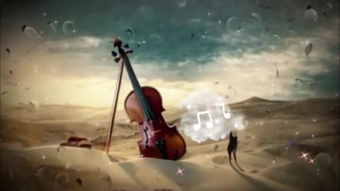 Violin in the Sand Digital Art w/ Beautiful Violin Background Music