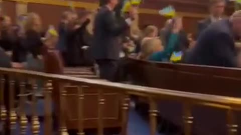 Members of Congress Waive Ukraine Flag as they Passed $60 Billion Ukraine Bill