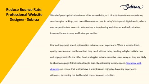 Reduce Bounce Rate: Professional Website Designer — Subraa