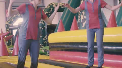 90 year olds discover world's biggest bouncy castle