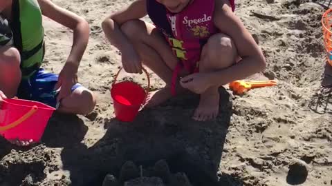 Testing the sand castle moat!