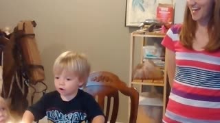 Little Boy Thinks He Can Blow Out Candles By Saying, "Blow!"