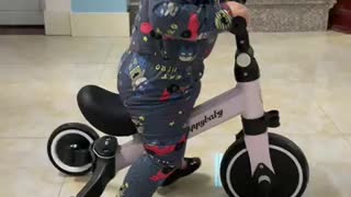 When my son learned to ride a bike - Very slowly and carefully