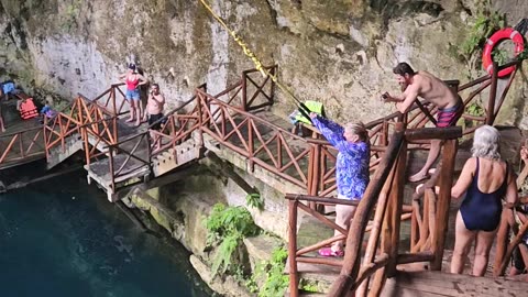 Rope Swing Over Cenote Ends Early