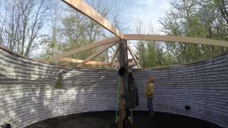 Earthbag House rafter 2