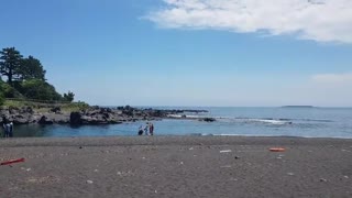 Beautiful Black Beach in Jejudo