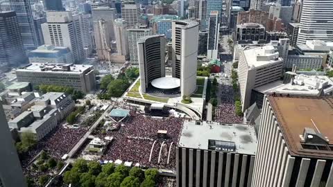 This time lapse footage shows the stampede after the shootings during the Toronto Raptors parade