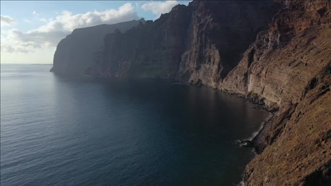 aerial view of los gigantes cliffs on tenerife canary islands spain atlantic coast
