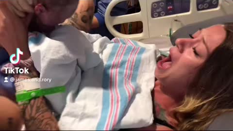 Emotional video of a father meeting his baby for the first time
