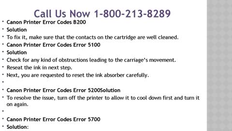 1-800-213-8289 Canon Printer Error Codes