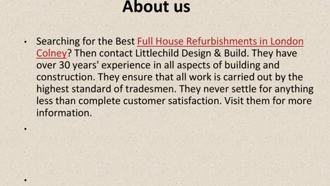 Get The Best Full House Refurbishments in London Colney.