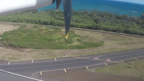 Flying out of Oahu on the way to Maui on a turbo prop
