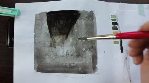 Teach you how to paint a lonely and silent subway station with watercolor 2